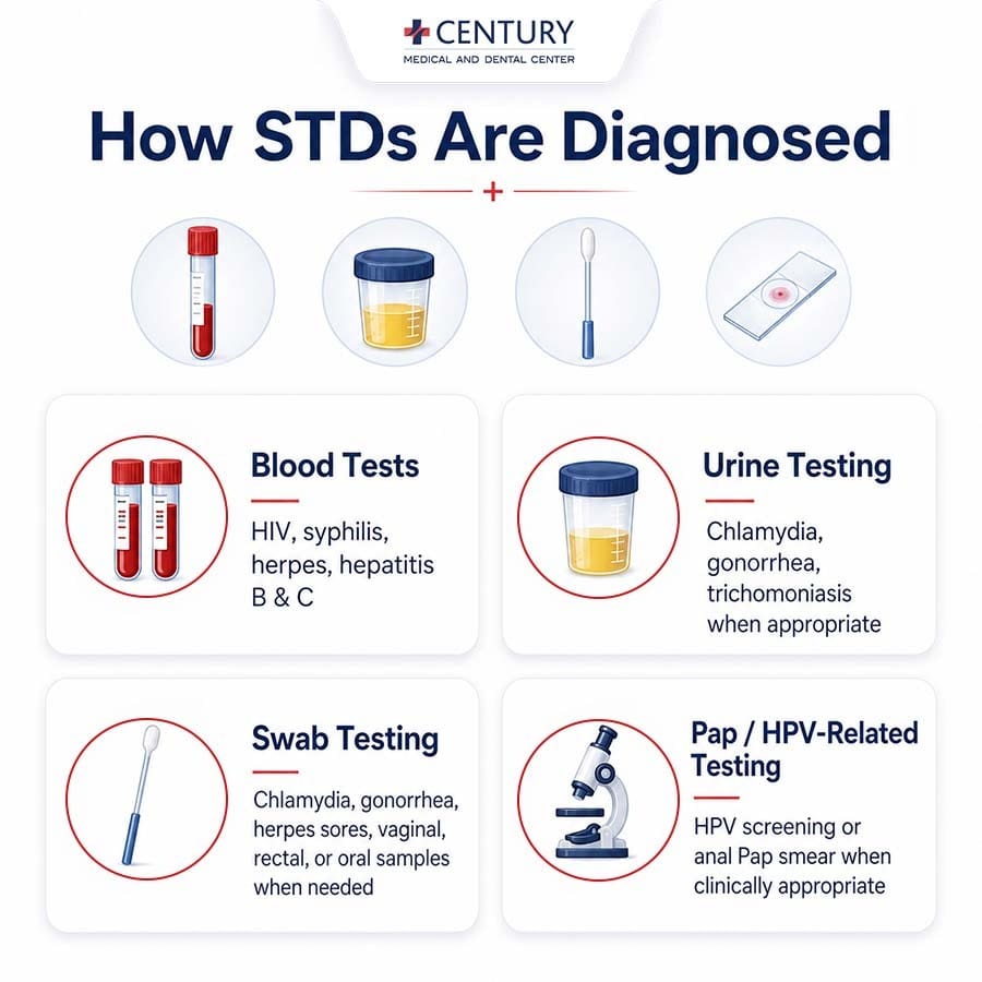 Métodos de detección de ETS: sangre, orina, frotis, VPH